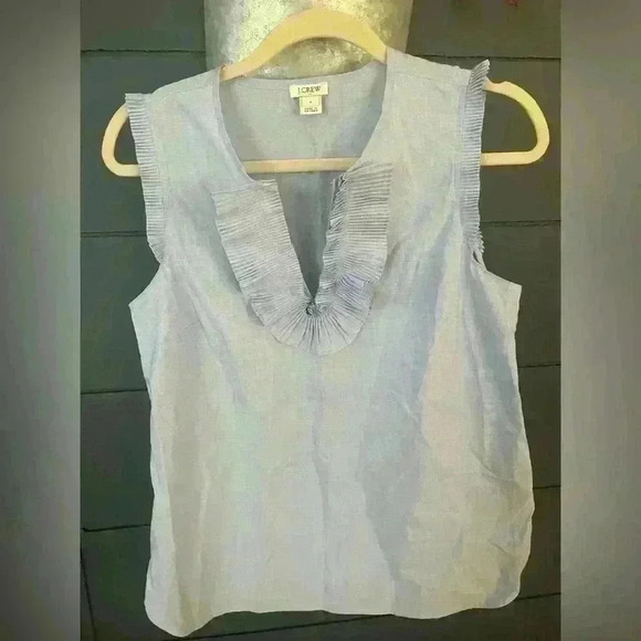 J. Crew End-on-end ruffle cotton front tank top size 4 - Picture 1 of 3